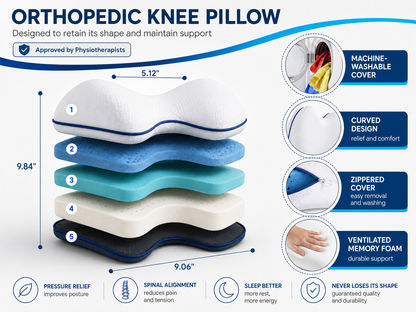 Worelli Knee Pillow for Side Sleepers — Helps Reduce Lower Back Pain, Sleep More Comfortably & Wake Up Less Stiff