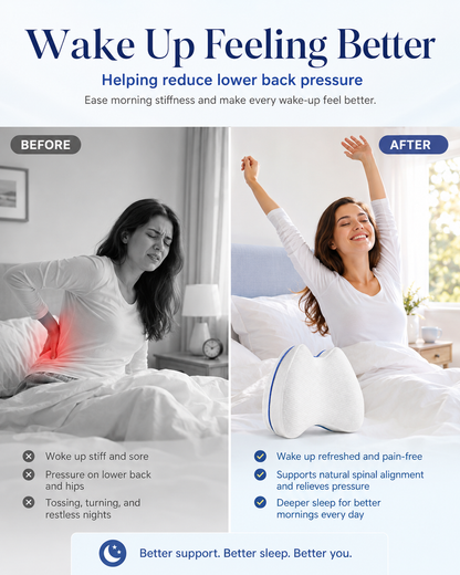 Worelli Knee Pillow for Side Sleepers — Helps Reduce Lower Back Pain, Sleep More Comfortably & Wake Up Less Stiff
