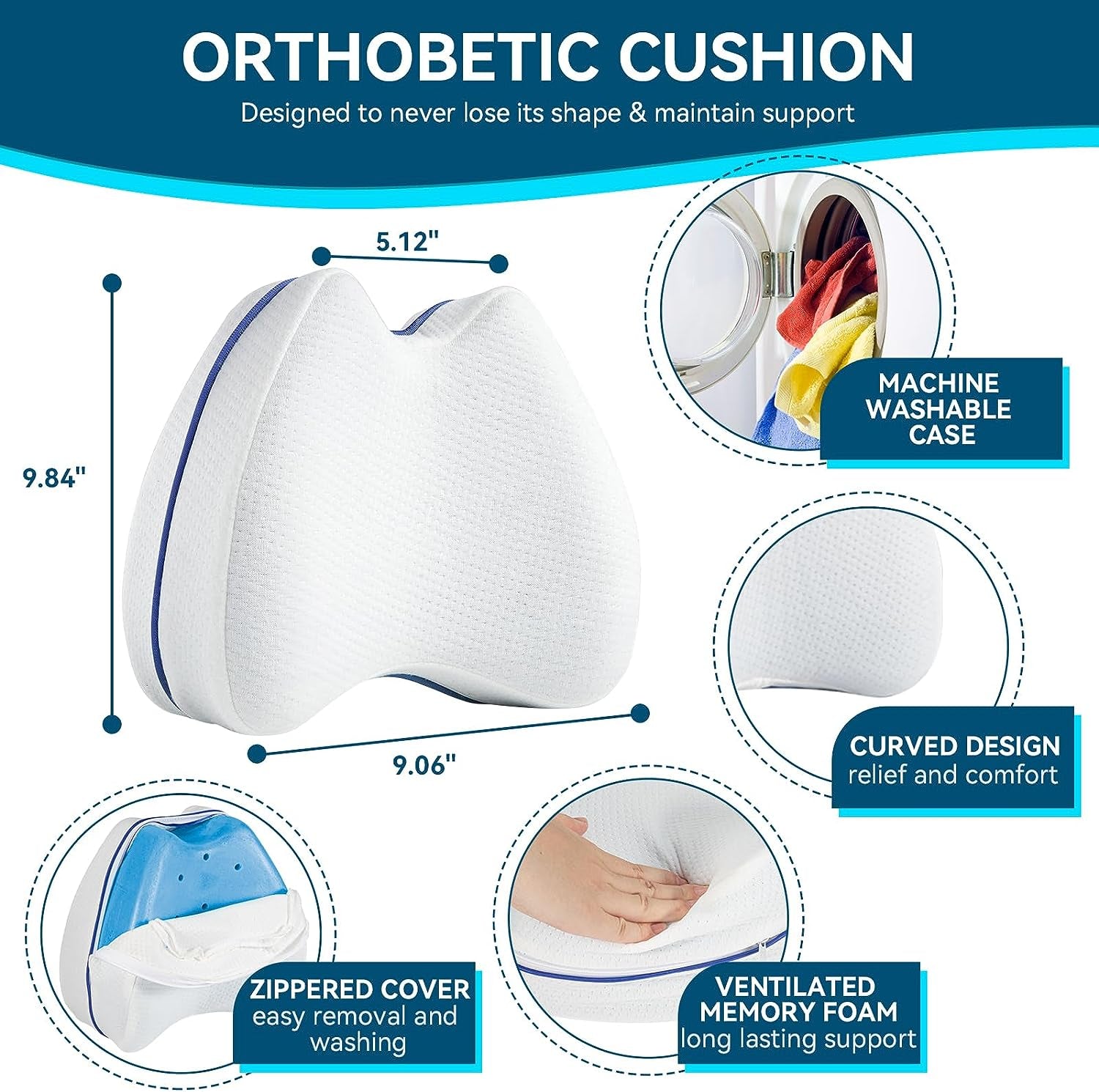 Worelli Side Sleeper Knee Pillow — Ergonomic Memory Foam Design for Comfortable Side Sleeping